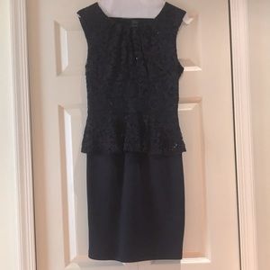 Dressy beaded pull over navy dress size 4 petite